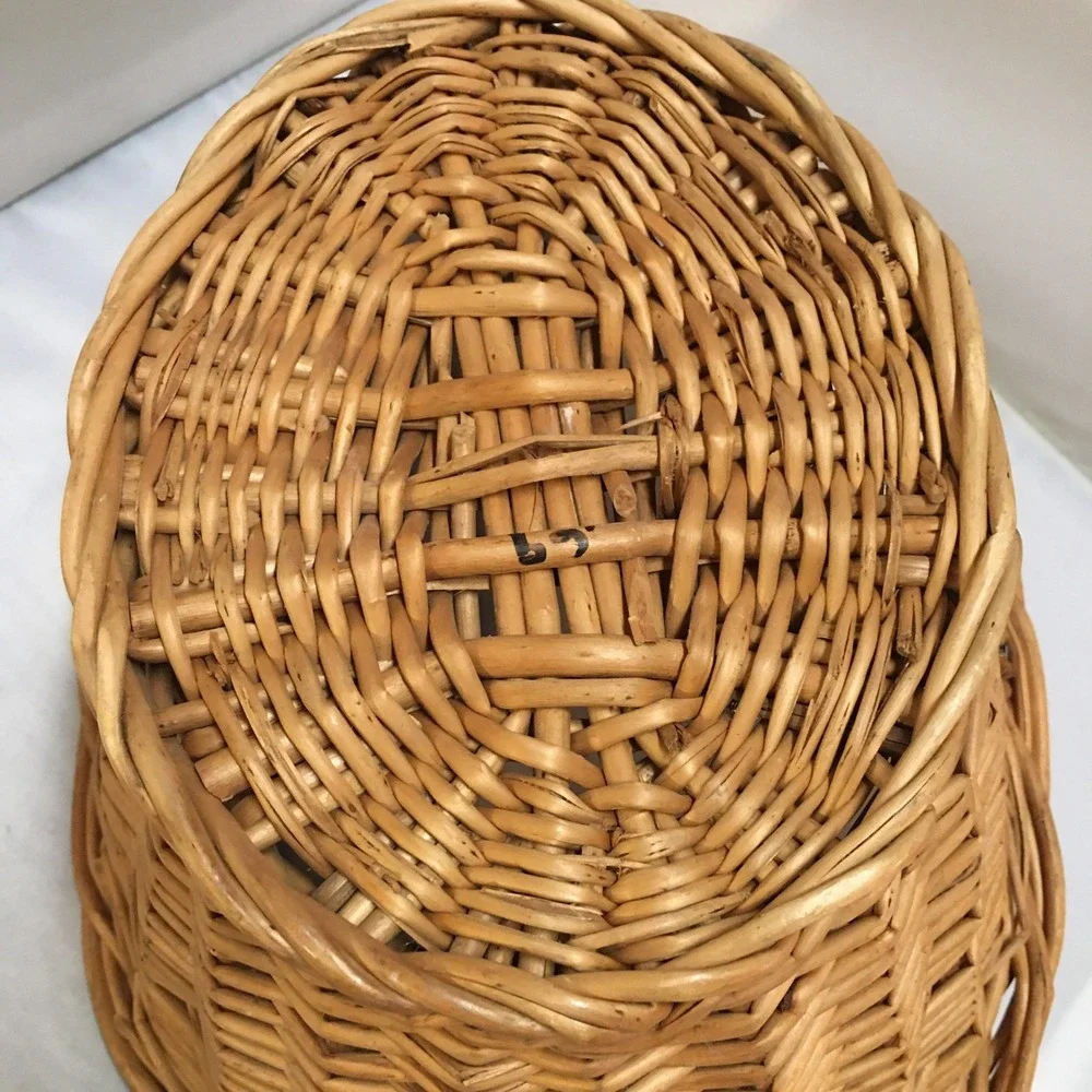 Wicker Basket Home Decor Medium Brown Oval Woven Willow with Handles Cottagecore